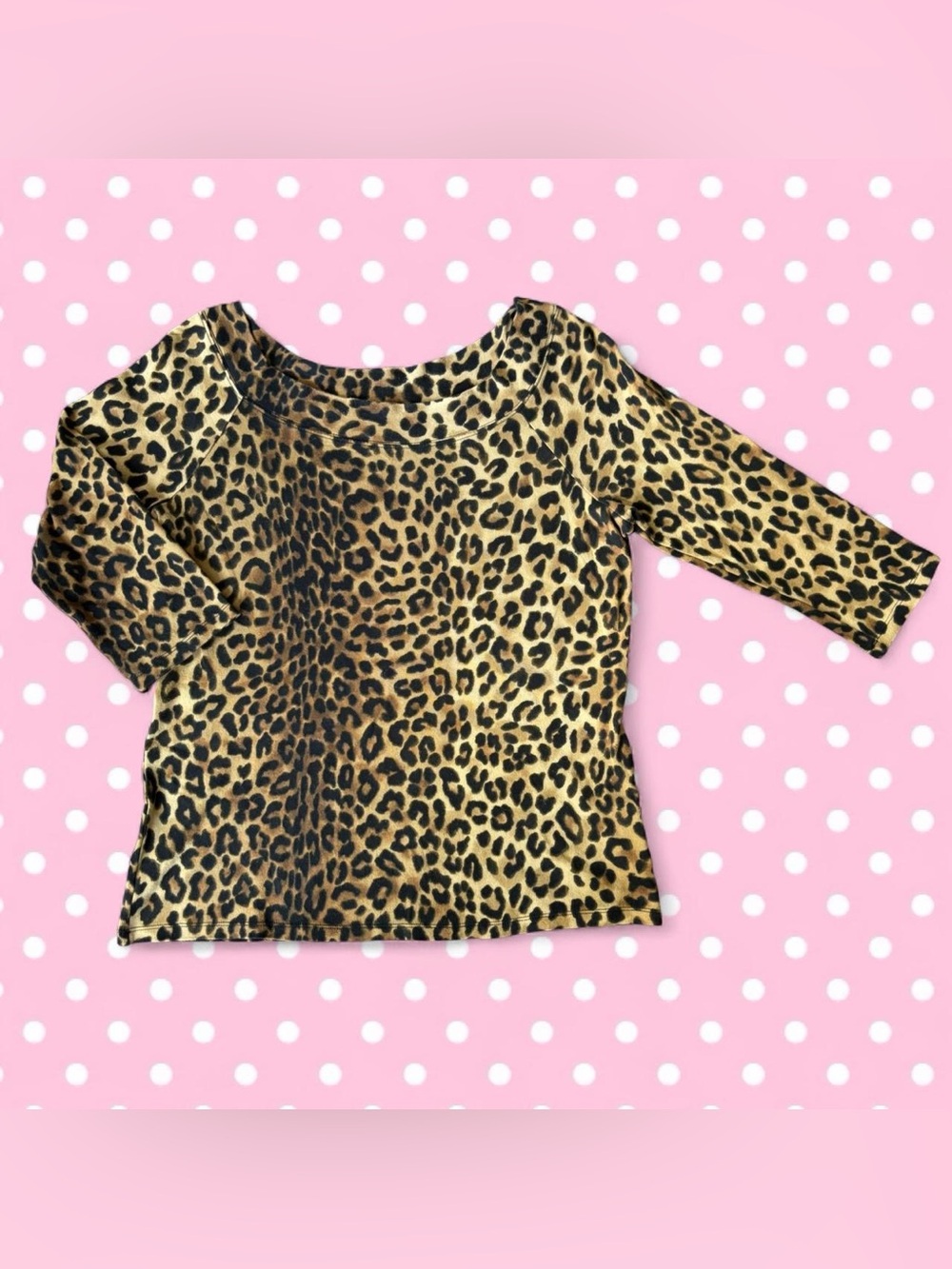 Jones New York Kids Leopard Print Long Sleeve Top - Brown & Black